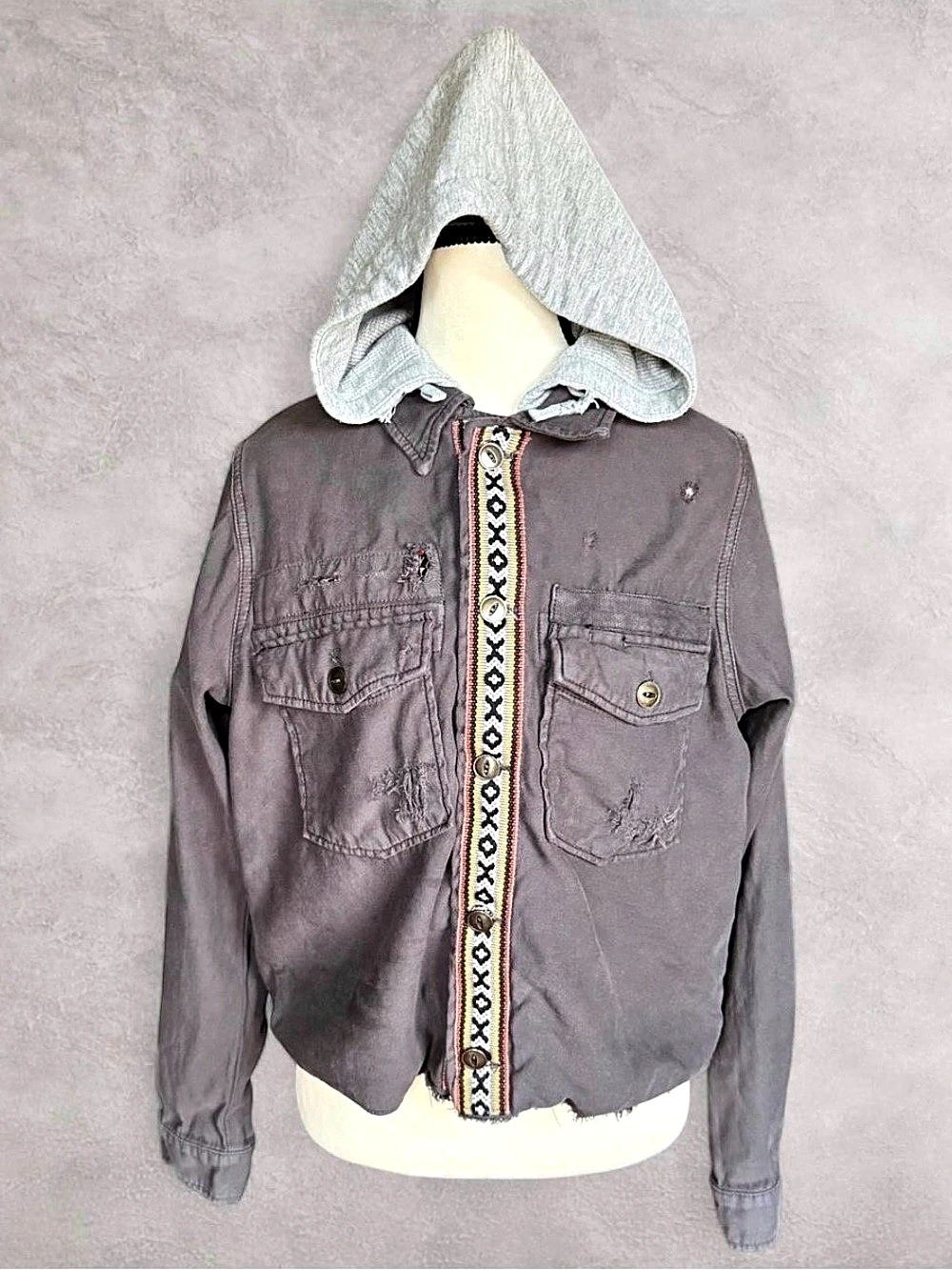 Free People Gray Utility Jacket Size Small
